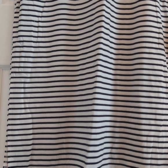 084. Blue Striped Print Lace-up Straps Sleeveless Maxi Dress with Slit  Size L - Picture 8 of 10